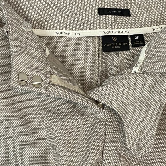 Worthington Petite Curvy Fit Trousers Sz 2P Boot Cut Beige - Picture 7 of 12